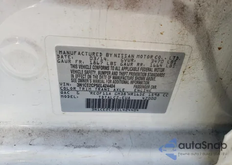 2014 Nissan Versa Note S z USA, uszkodzony, nr VIN 3N1CE2CP5EL424404